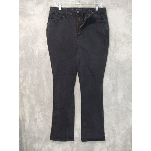 NYDJ Jeans Womens 14 Black Denim Slim Bootcut Lift Tuck High Rise Stretch - Picture 1 of 10